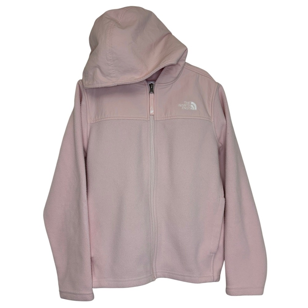 The North Face Girls Full Zip Jacket Denali Fleece Hooded Pink Youth M 10/12